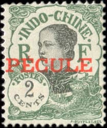 Timbre de 2 cents type Femme d'Annam surcharg pcule pour le paiement des salaires en Indochine