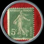 Timbre-monnaie Lefebvre Fils Aîné - 5 centimes vert sur fond rouge - type 1 - revers