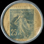 Timbre-monnaie Lefebvre Fils Aîné - 25 centimes bleu sur fond blanc - type 1 - revers