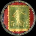 Timbre-monnaie Literie Centrale - 5 centimes vert sur fond rouge - revers