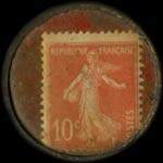 Timbre-monnaie Liverna - 10 centimes rouge sur fond rouge - revers