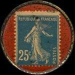 Timbre-monnaie Liverna - 25 centimes bleu sur fond orange - revers
