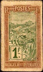Timbre-monnaie Madagascar type Chien - 1 franc