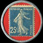 Timbre-monnaie Madeleine Cinma - 25 centimes bleu sur fond rouge - revers