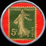 Timbre-monnaie Madeleine Cinma - 5 centimes vert sur fond rouge - revers