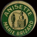 Timbre-monnaie Anisette Marie Brizard - 5 centimes vert sur fond rouge (décalé) - avers