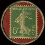 Timbre-monnaie Anisette Marie Brizard - 5 centimes vert sur fond rouge (décalé) - revers