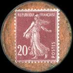 Timbre-monnaie Anisette Marie Brizard - 20 centimes lilas sur fond rose - revers