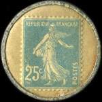 Timbre-monnaie Anisette Marie Brizard - 25 centimes bleu sur fond crme - revers