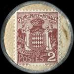 Timbre-monnaie Muse Ocanographique - Aquarium de Monaco - 2 centimes Monaco sur fond blanc - revers