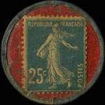 Timbre-monnaie Nouvelles Galeries Saint-Brieuc - 25 centimes bleu sur fond rouge - revers