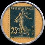 Timbre-monnaie Office Picard - Dpt de brevets d'invention - 25 centimes bleu sur fond blanc - revers