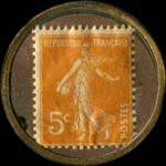 Timbre-monnaie Olida (Jambons - Conserves) - 5 centimes orange sur fond doré quadrillé - revers