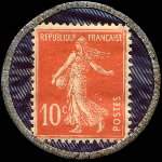 Timbre-monnaie Olida (Jambons - Conserves) - 10 centimes rouge sur fond bleu-noir vergé - revers
