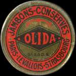 Timbre-monnaie Olida (Jambons - Conserves) - 10 centimes rouge sur fond doré - avers