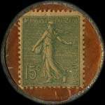 Timbre-monnaie Olida (Jambons - Conserves) - 15 centimes vert sur fond orange vergé - revers