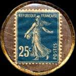 Timbre-monnaie Olida (Jambons - Conserves) - 25 centimes bleu sur fond rose quadrillé - revers