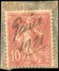 Timbre-monnaie Paris 1921 - Grands Magasins - 10 centimes rouge sous pochette - face
