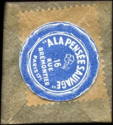 Timbre-monnaie A La Pens�e Sauvage - 16 Rue Br�montier - Paris 17e - 5 centimes vert sous pochette - face