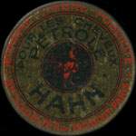 Timbre-monnaie Pétrole Hahn - 10 centimes rouge sur fond doré - avers
