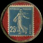 Timbre-monnaie Pharmacie Centrale - 25 centimes bleu sur fond rouge - revers