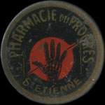 Timbre-monnaie Pharmacie du Progrès - 10 centimes rouge sur fond rouge - avers