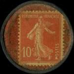 Timbre-monnaie Pharmacie du Progrès - 10 centimes rouge sur fond rouge - revers