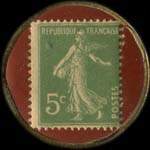 Timbre-monnaie Pharmacie du Progrès - 5 centimes vert sur fond rouge - revers
