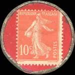 Timbre-monnaie Etablissements Raspail - 10 centimes rouge sur fond rouge - revers