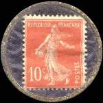 Timbre-monnaie Réchaud à gaz Chalot - 10 centimes rouge sur fond bleu - revers