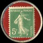 Timbre-monnaie Rhum Charleston - 5 centimes vert sur fond rouge - revers