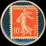 Timbre-monnaie Rhum Charleston - 10 centimes rouge sur fond bleu-turquoise - revers