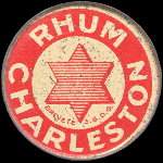 Timbre-monnaie Rhum Charleston - 10 centimes rouge sur fond vert-turquoise - avers