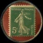Timbre-monnaie Salaisons Provençales - 5 centimes vert sur fond rouge - revers