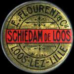 Timbre-monnaie Schiedam de Loos - 5 centimes vert sur fond rouge - avers