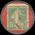 Timbre-monnaie Schmitt-Aubert - 5 centimes vert sur fond rouge - revers