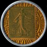 Timbre-monnaie Socit Marseillaise de Crdit (type 1 petites inscriptions) - 15 centimes vert lign sur fond dor - revers