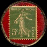 Timbre-monnaie Soëtenaëy - Huile de foie de morue - 5 centimes vert sur fond rouge - revers