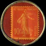 Timbre-monnaie Teinture et nettoyage - Usine Lataste - 10 centimes rouge sur fond rouge - revers