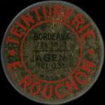 Timbre-monnaie Teinturerie E.Rouchon - 10 centimes rouge sur fond bleu - avers