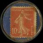 Timbre-monnaie Teinturerie E.Rouchon - 10 centimes rouge sur fond bleu - revers