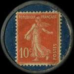 Timbre-monnaie Teinturerie E.Rouchon - 10 centimes rouge sur fond bleu - revers