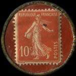 Timbre-monnaie Teinturerie E.Rouchon - 10 centimes rouge sur fond rouge - revers