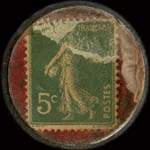 Timbre-monnaie Vasseur, Martin & Cie - 5 centimes vert sur fond rouge - revers