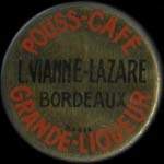 Timbre-monnaie Vianne-Lazare Pouss-Café - 5 centimes vert sur fond rouge - avers