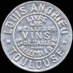Timbre-monnaie Vins Louis Andrieu - 10 centimes rouge sur fond jaune - avers