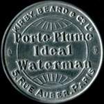 Timbre-monnaie Porte-plume Idéal Waterman - 10 centimes rouge sur fond jaune - avers