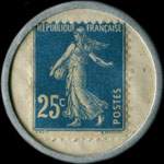 Timbre-monnaie Porte-plume Idéal Waterman - 25 centimes bleu sur fond blanc - revers
