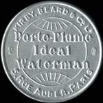 Timbre-monnaie Porte-plume Idéal Waterman - 25 centimes bleu sur fond rouge - avers