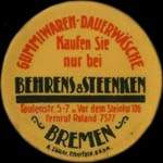 Timbre-monnaie Behrens & Steenken  Bremen - 10 pfennig olive sur fond brun - avers